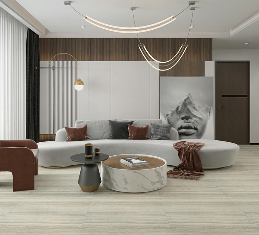 gạch lát nền 80x80 vân đá Travertine
